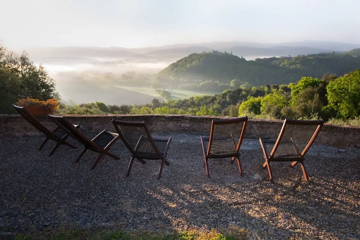 Tuscan hillside from Montestigliano. Photo by Debby Wolvos