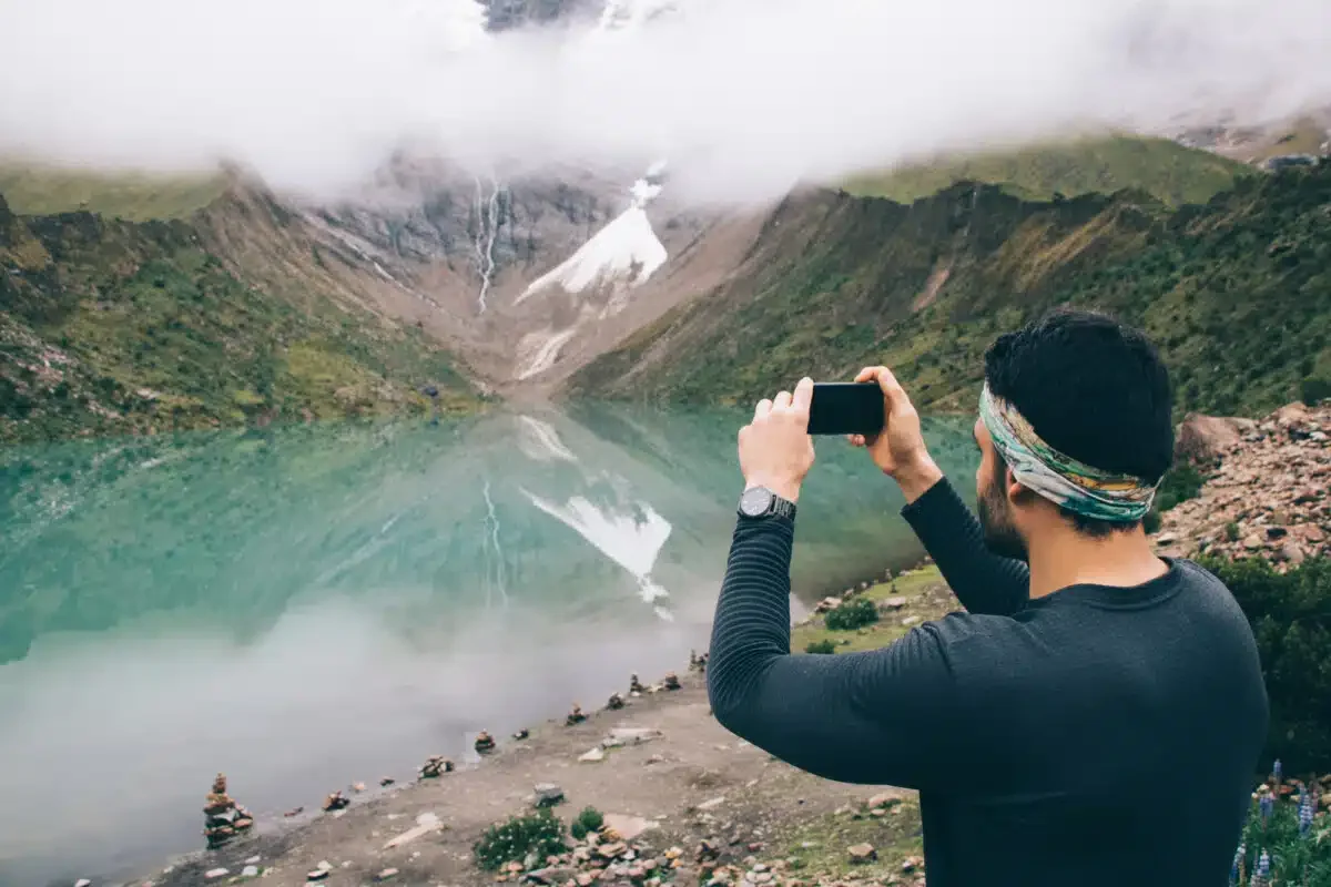Capturing the moment in Salkantay Peru on digital cellular