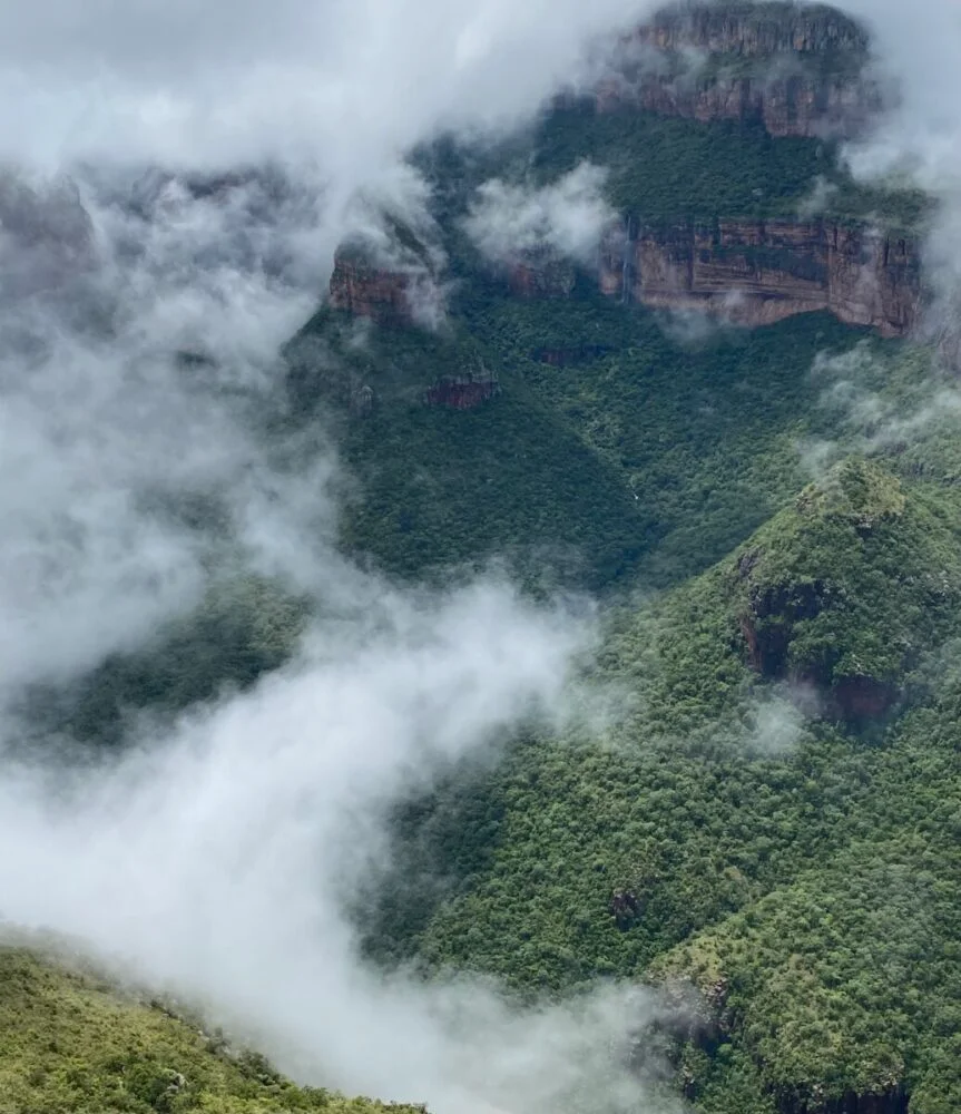 Three Rondavels and the Blyde River Canyon near Mpumalanga. Photo by Linda Milks