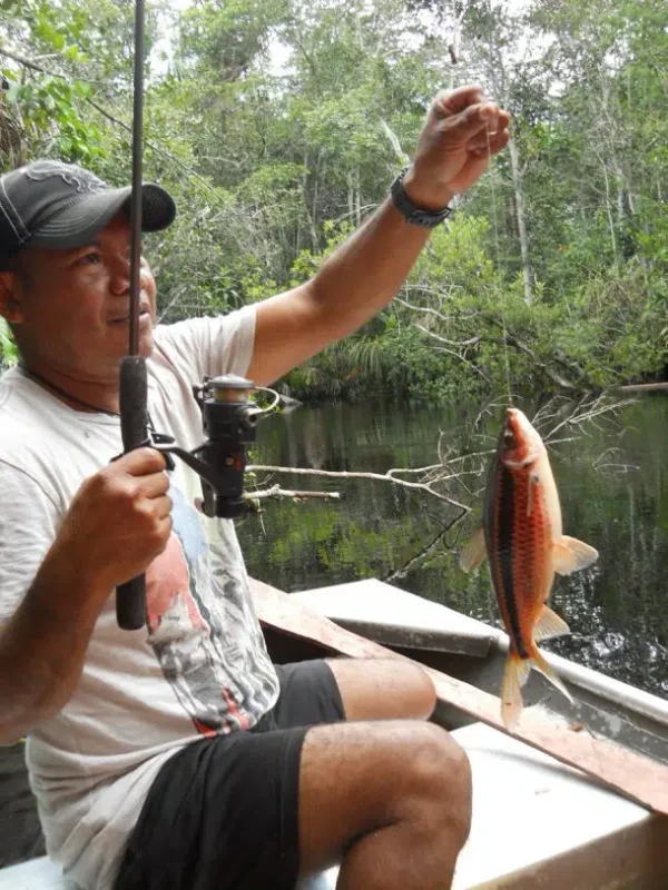Fishing on the Mahaica River near the Ayonto Hororo Eco-Lodge in Guyana