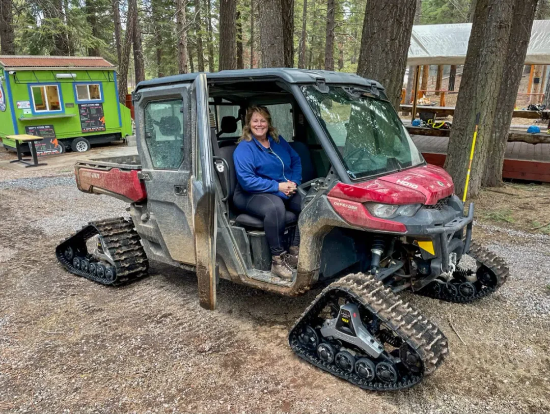 Tracy in the UTV at Crater Lake Zipline