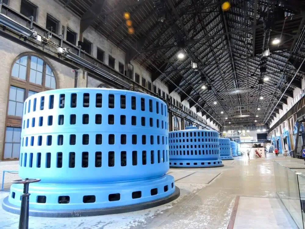Large electric generating turbines within the Niagara Parks Power Station